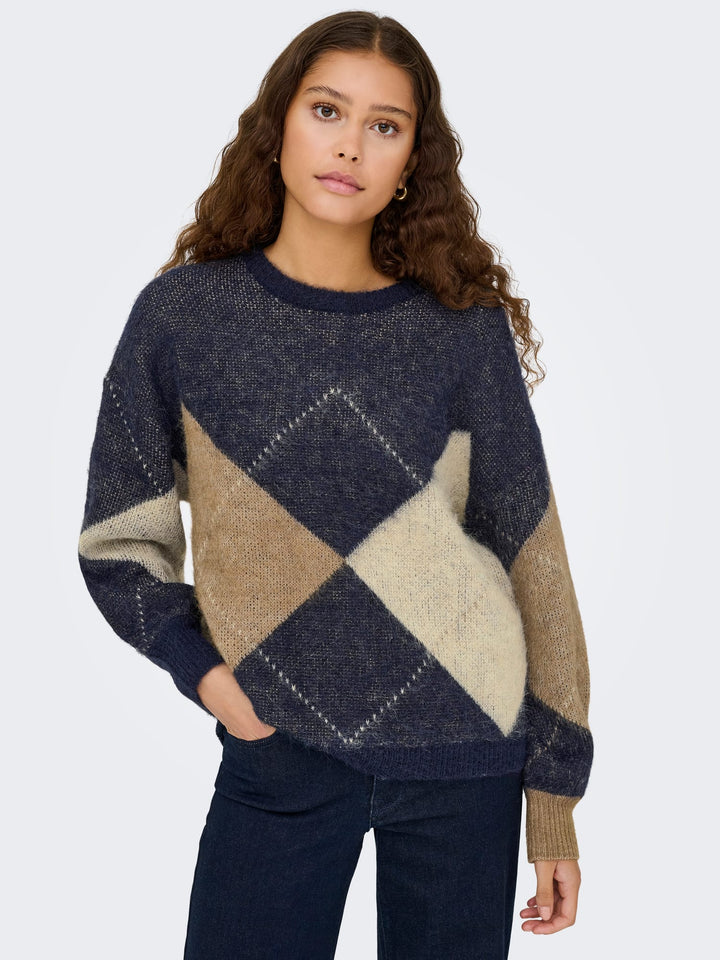 Only 15353226 Noeme trui dames blauw dessin