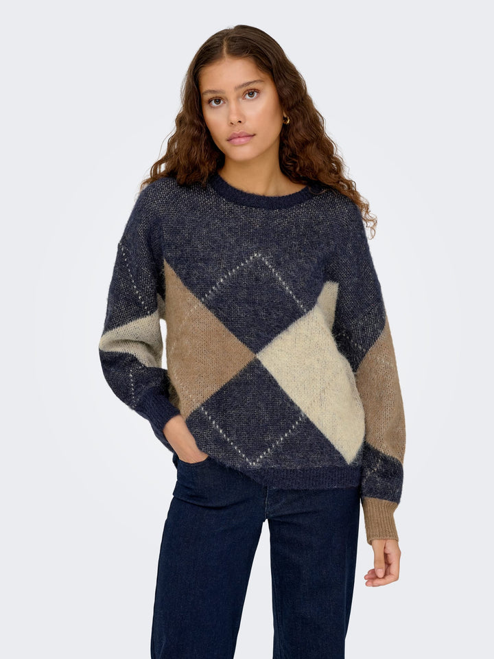 Only 15353226 Noeme trui dames blauw dessin
