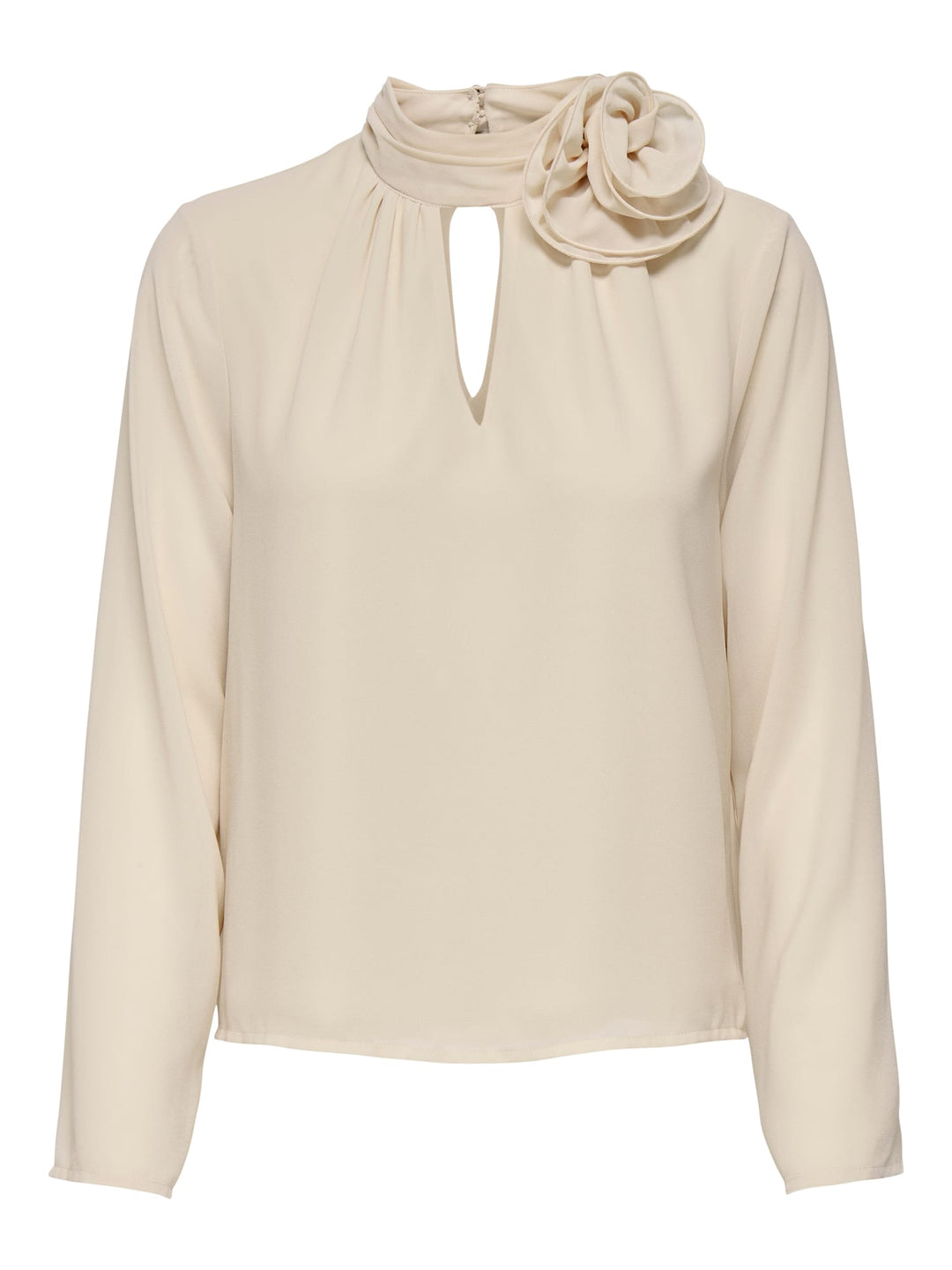Jacqueline de Yong JDYNOMI L/S HIGH NECK ROSE TOP – dames top - Ecru