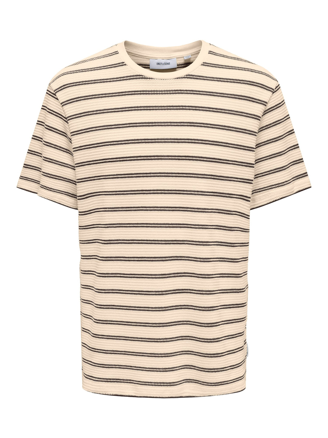 ONLY & SONS ONSIAN REG SS STRIPE STRUCT TEE – heren t-shirt - Ecru Dessin