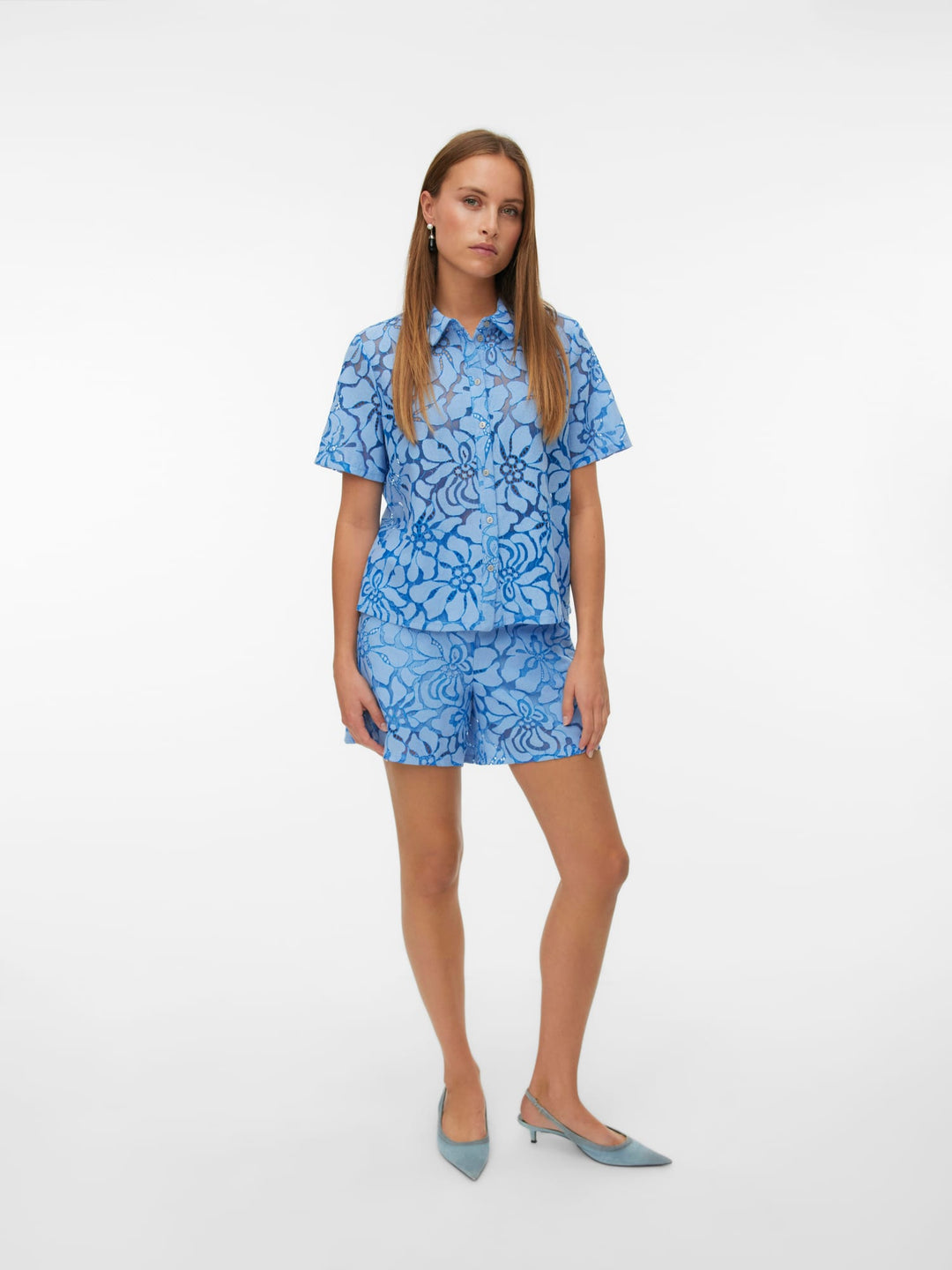 VERO MODA VMMIKKA HW SHORTS WVN GA – dames short - Blauw Dessin