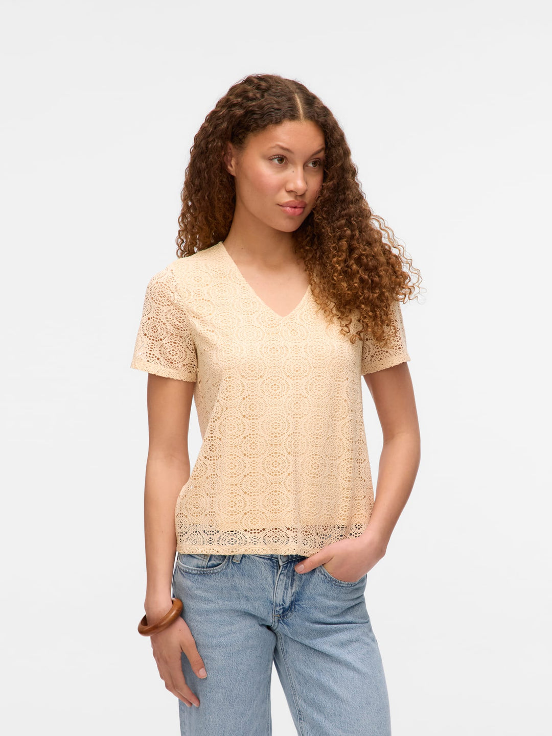 VERO MODA VMMAYA SS V NECK TOP JRS – dames top - Wit