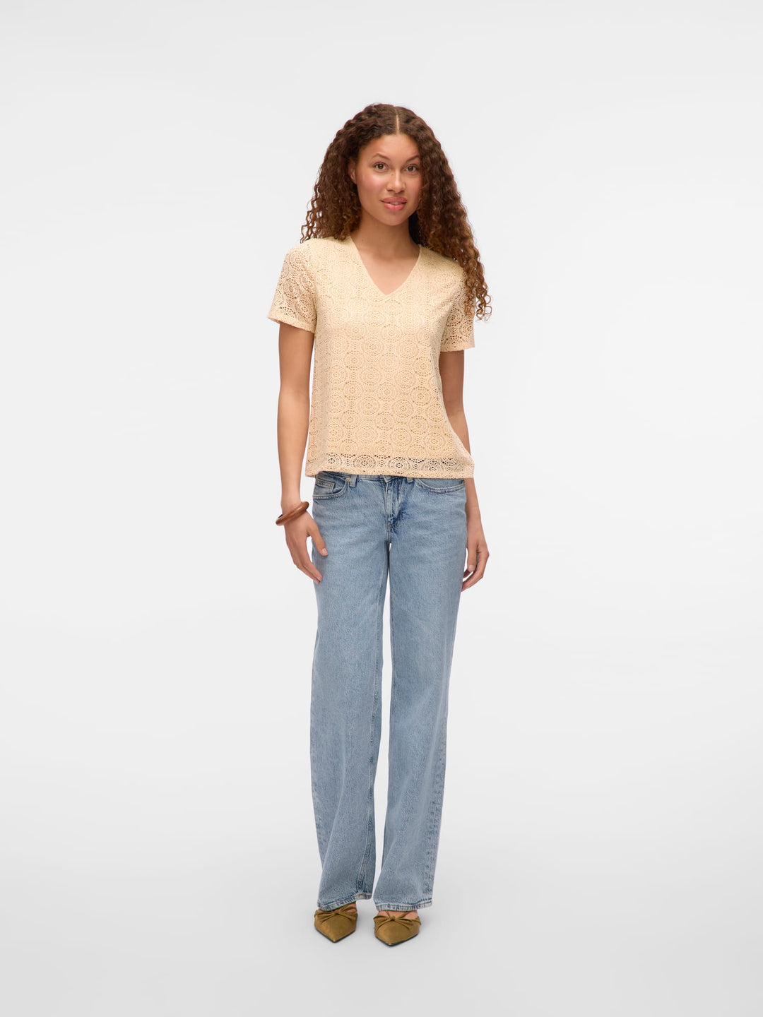 VERO MODA VMMAYA SS V NECK TOP JRS – dames top - Wit