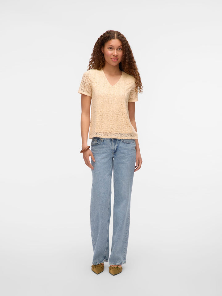 VERO MODA VMMAYA SS V NECK TOP JRS – dames top - Wit