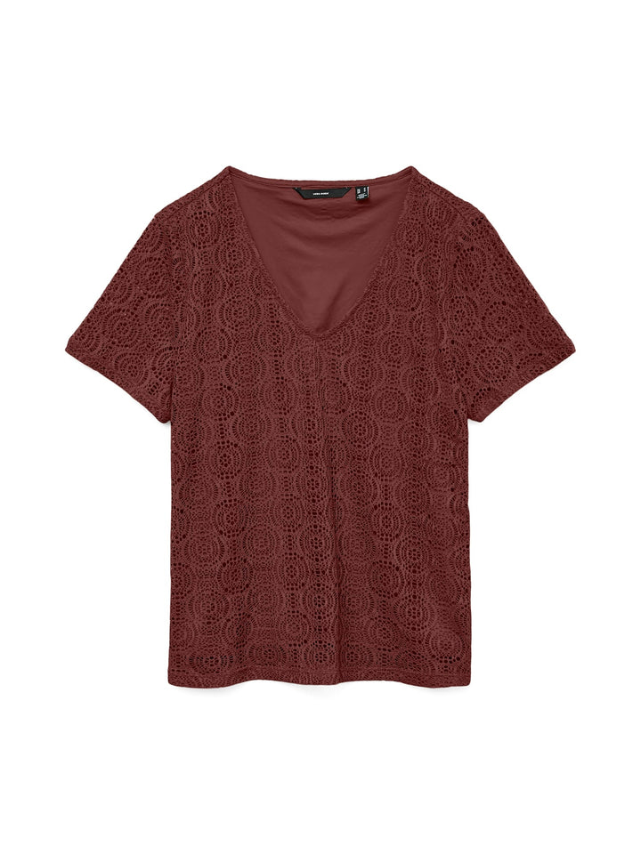 VERO MODA VMMAYA SS V NECK TOP JRS rood – dames