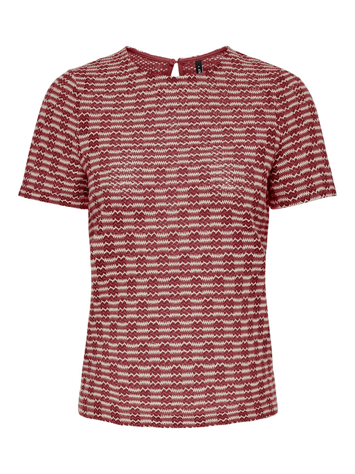 Only 15375774 ONLTOVE S/S O-NECK TOP JRS rood dessin – dames