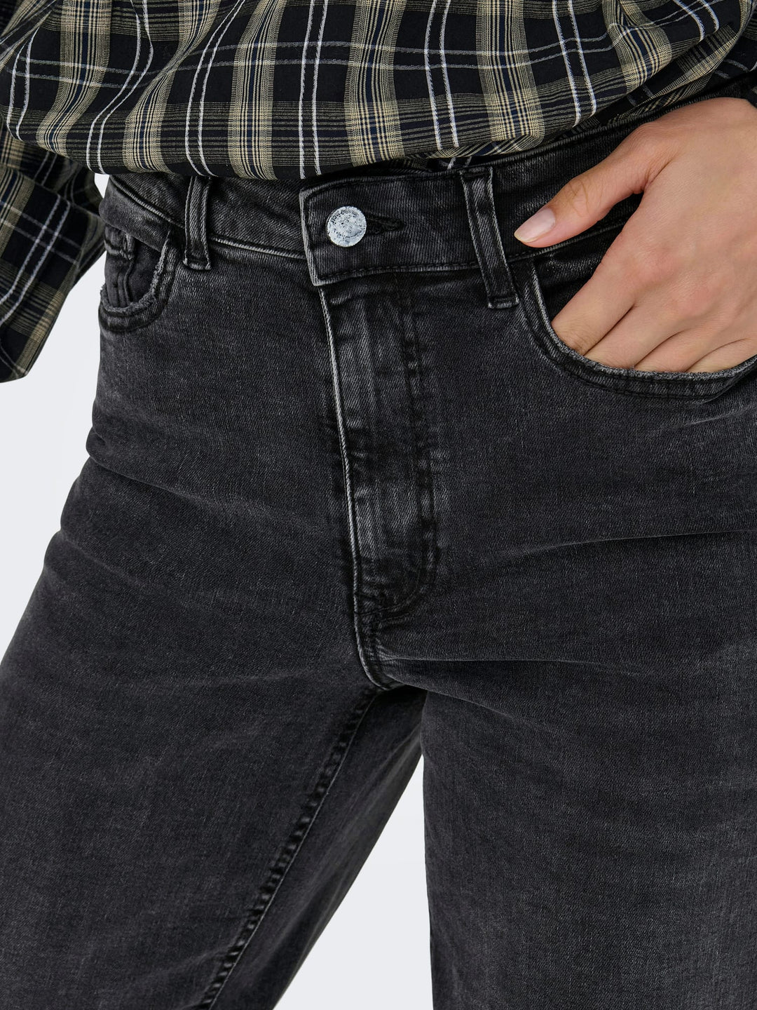 Jacqueline de Yong Felina wide fit jeans zwart – dames - Black Denim - L32