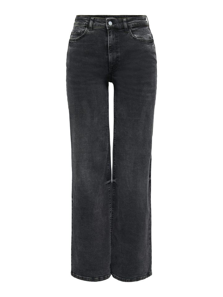 Jacqueline de Yong Felina wide fit jeans zwart – dames - Black Denim - L32