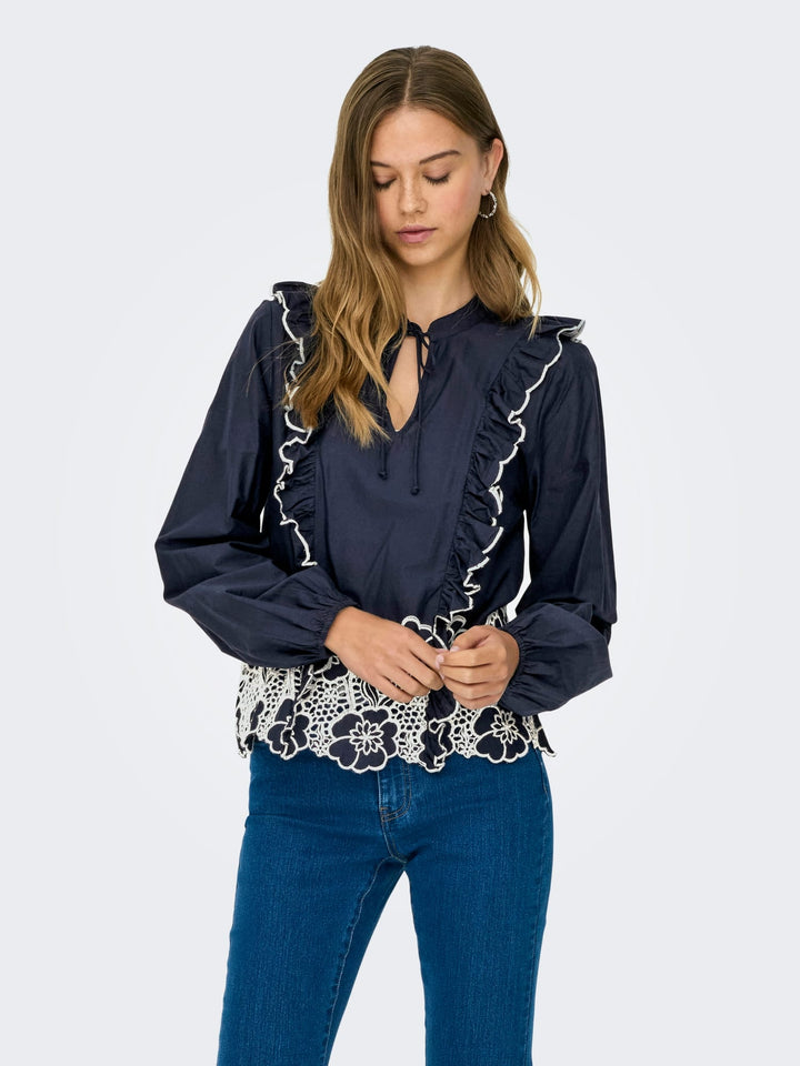 Jacqueline de Yong blouse l/m dames blauw - JDYHOLLY