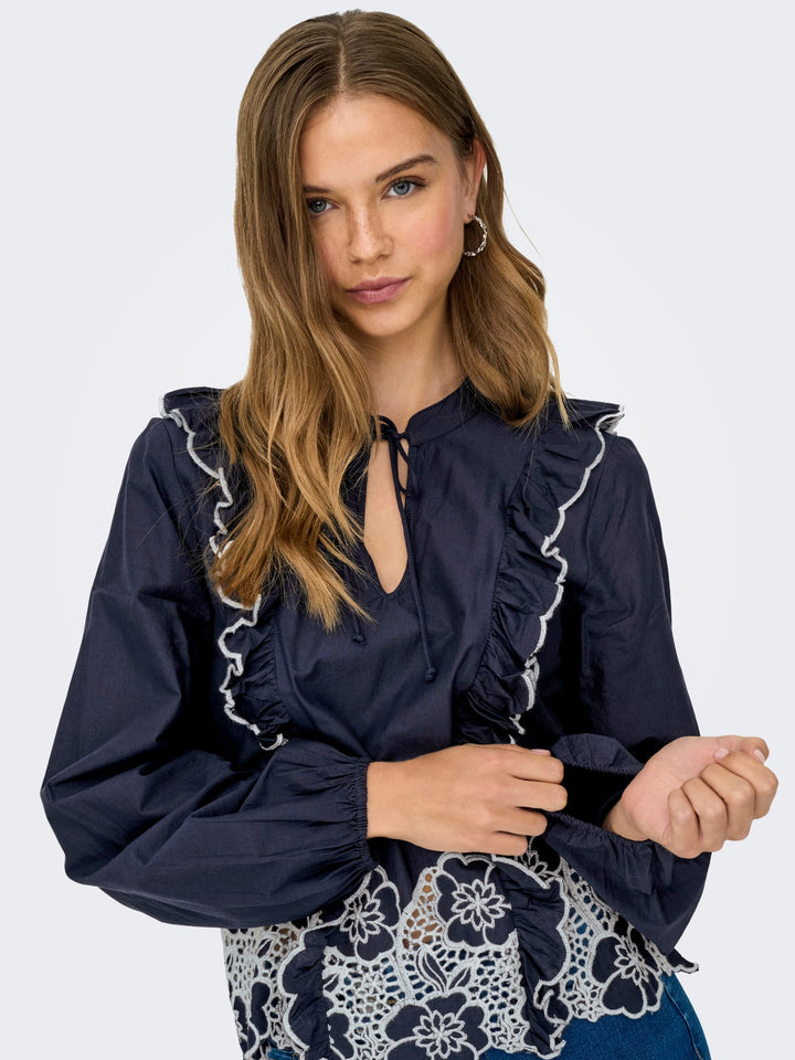 Jacqueline de Yong blouse l/m dames blauw - JDYHOLLY