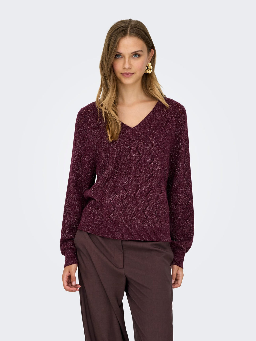 Jacqueline de Yong 15359750 Aspen trui dames - bordeaux