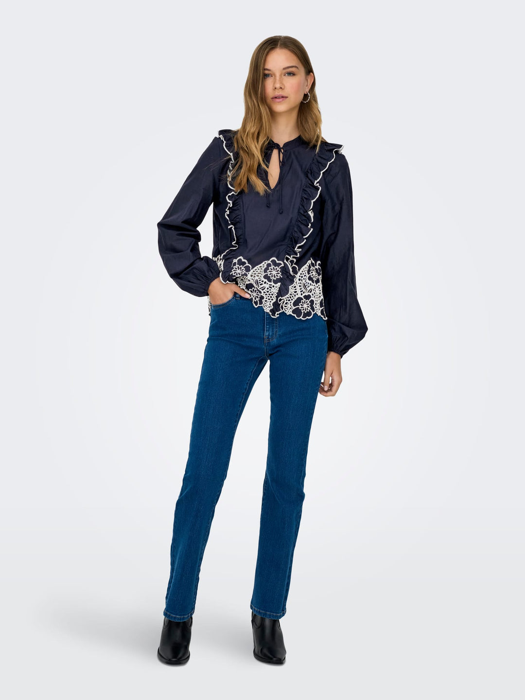 Jacqueline de Yong blouse l/m dames blauw - JDYHOLLY