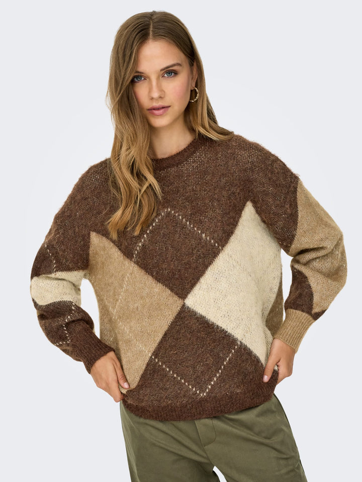Only 15353226 Noeme trui bruin dessin – dames