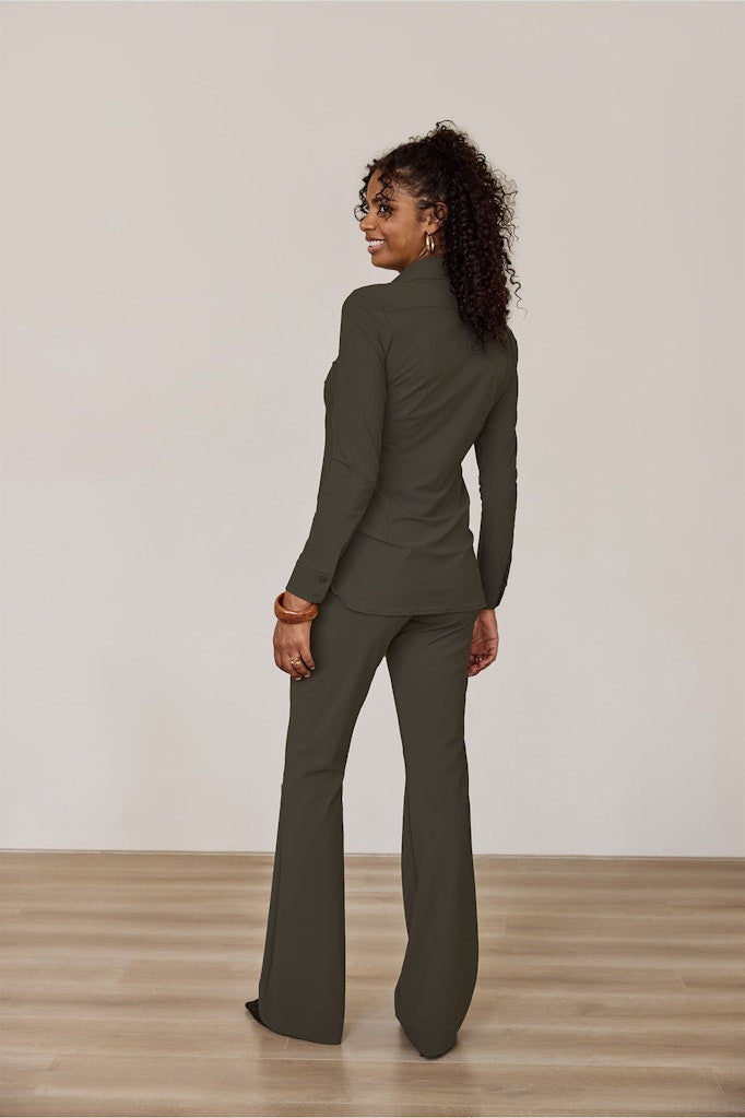 Studio Anneloes flair bonded broek – dames - Army