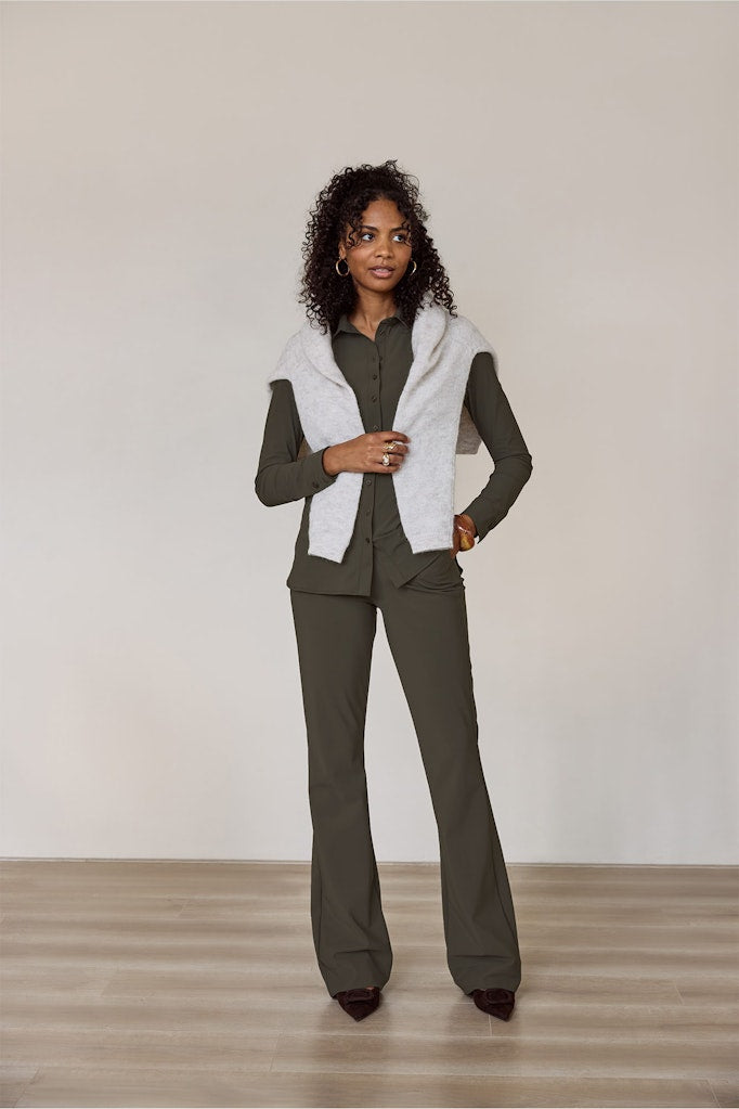 Studio Anneloes flair bonded broek – dames - Army