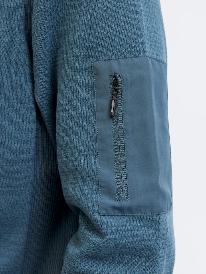 Jack & Jones JCOMACE KNIT HALF ZIP SMU trui heren - petrol blauw