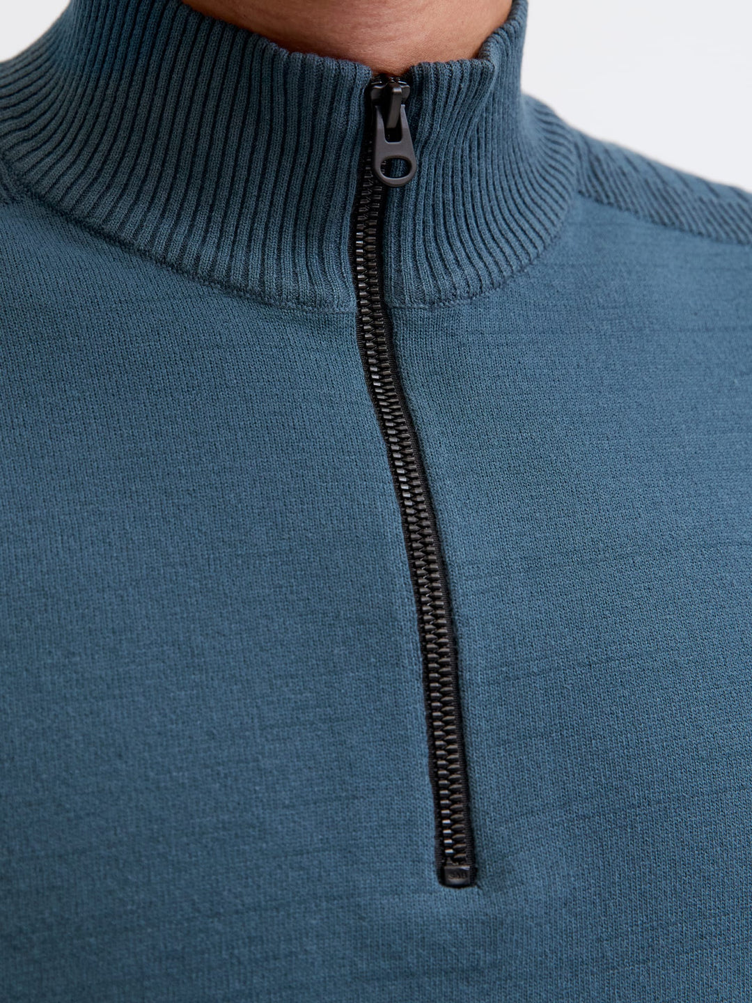 Jack & Jones JCOMACE KNIT HALF ZIP SMU trui heren - petrol blauw