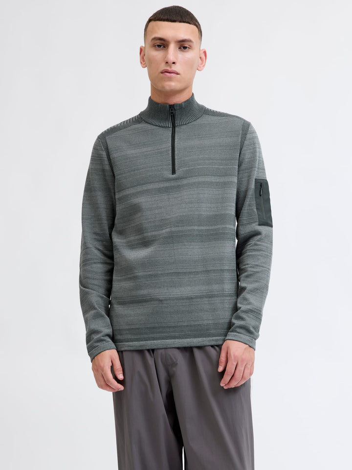 Jack & Jones JCOMACE KNIT HALF ZIP SMU trui – heren - Army