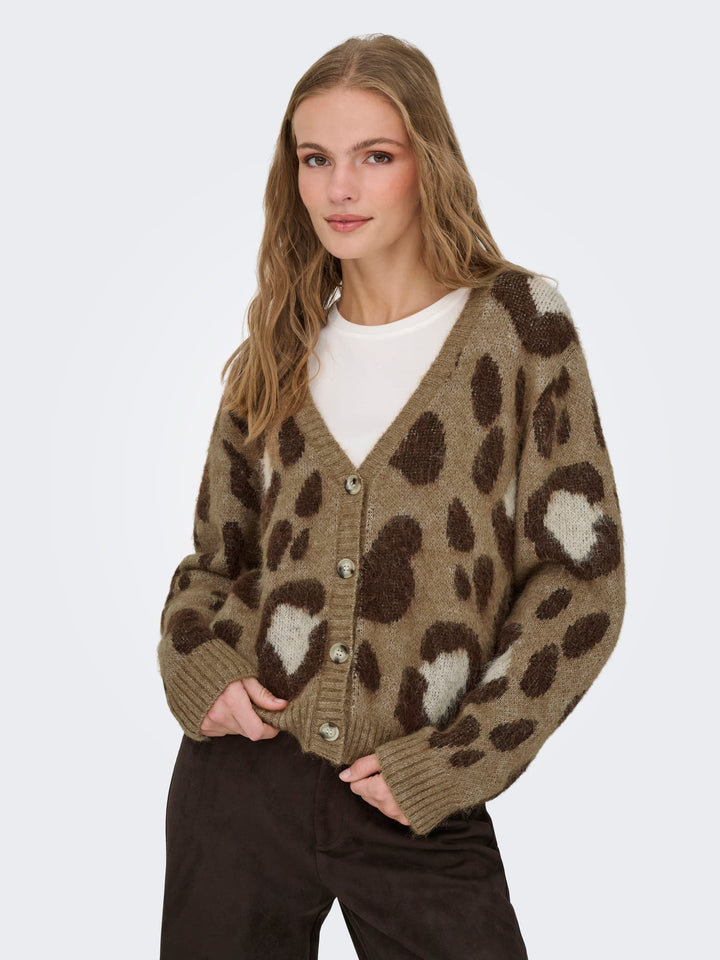 Only 15353090 Edelie vest gebreid dames bruin dessin