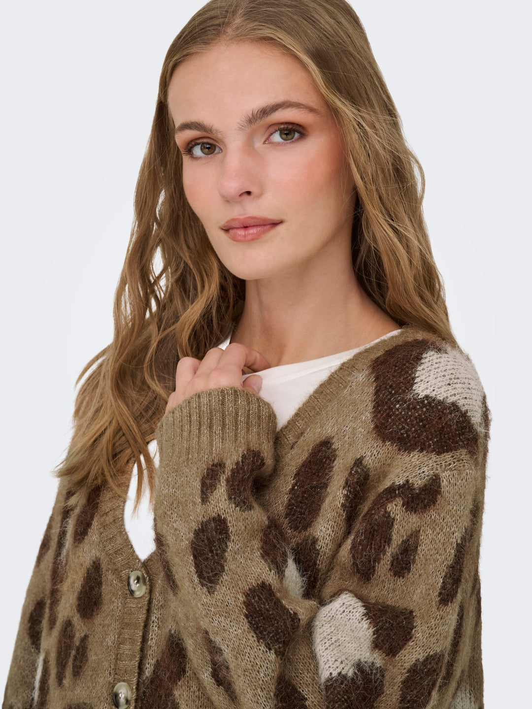 Only 15353090 Edelie vest gebreid dames – bruin dessin