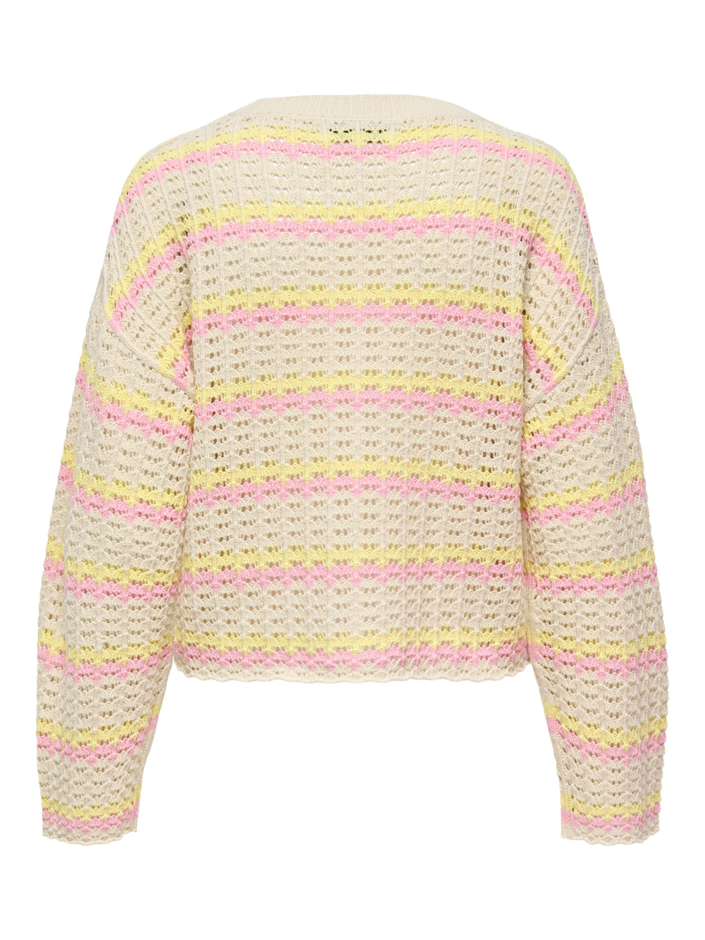 Only ONLASA LS O-NECK KNT NOOS trui zand dessin – dames