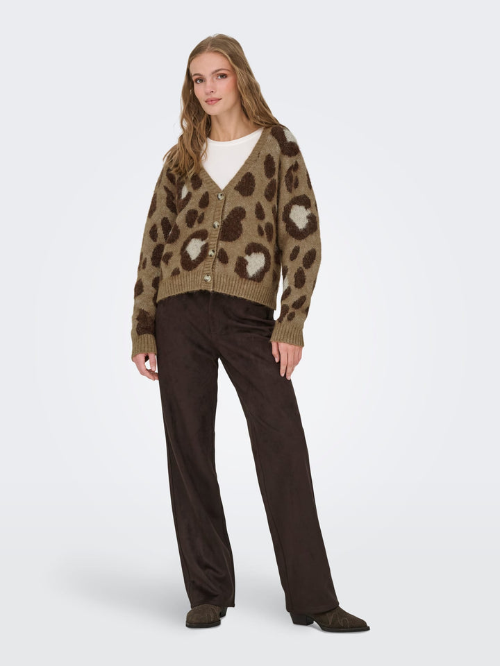 Only 15353090 Edelie vest gebreid dames – bruin dessin