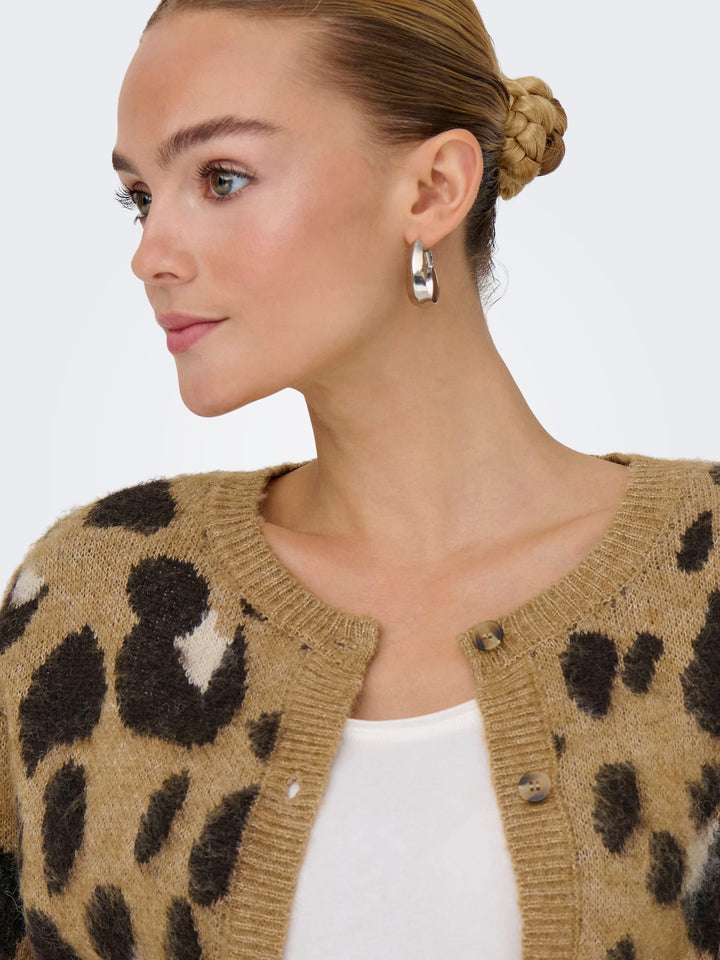 Jacqueline de Yong 15359725 Kayla vest gebreid bruin dessin