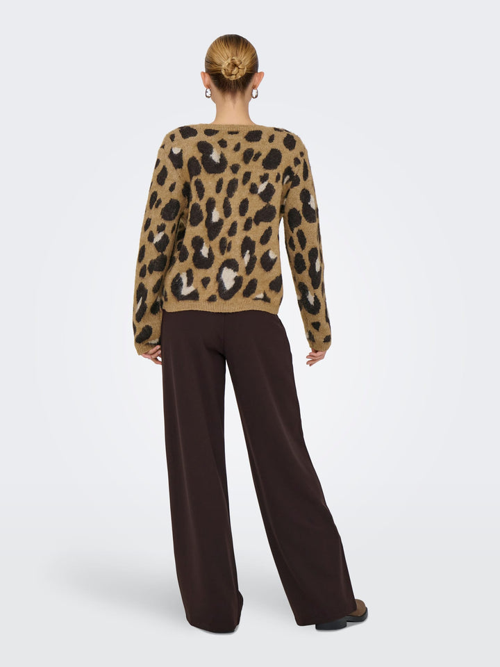 Jacqueline de Yong Kayla vest gebreid bruin dessin – dames