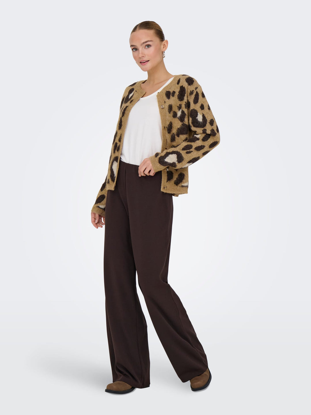 Jacqueline de Yong Kayla vest gebreid bruin dessin – dames