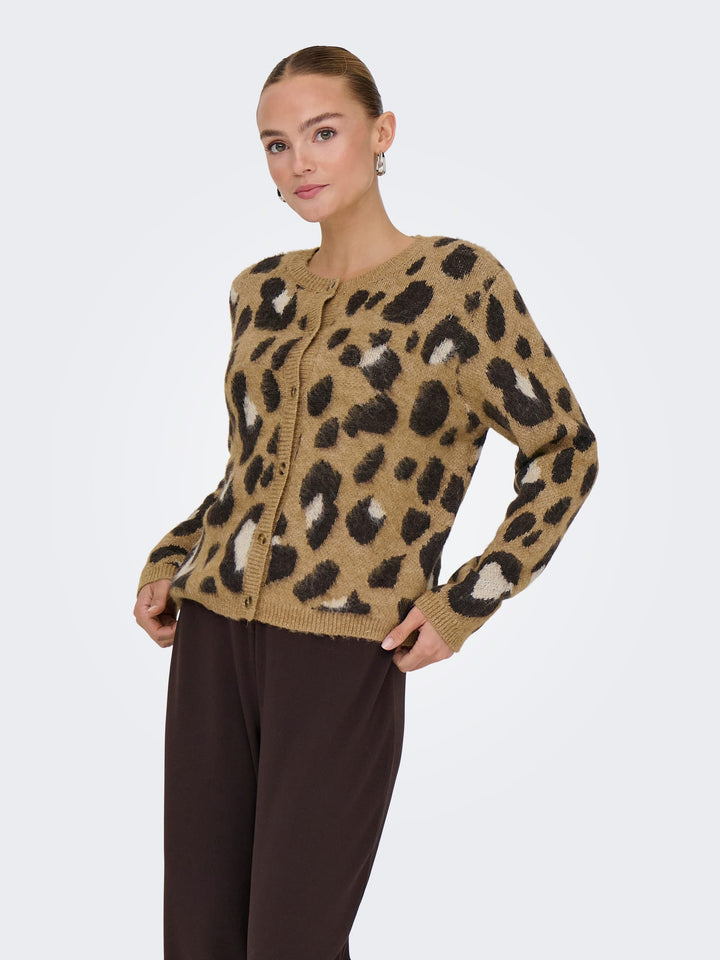 Jacqueline de Yong Kayla vest gebreid bruin dessin – dames