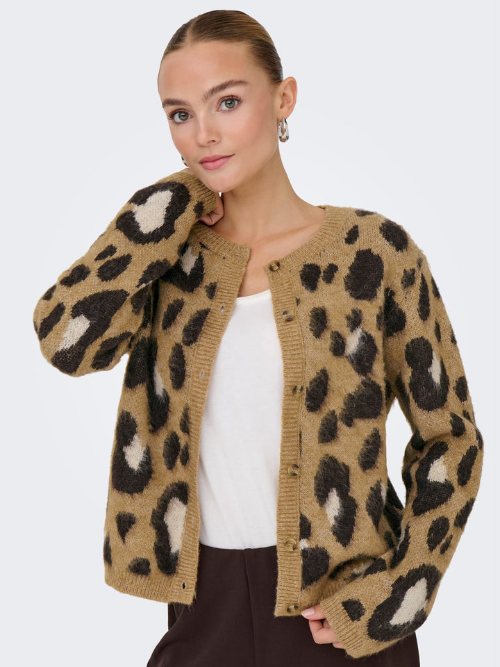 Jacqueline de Yong Kayla vest gebreid bruin dessin – dames