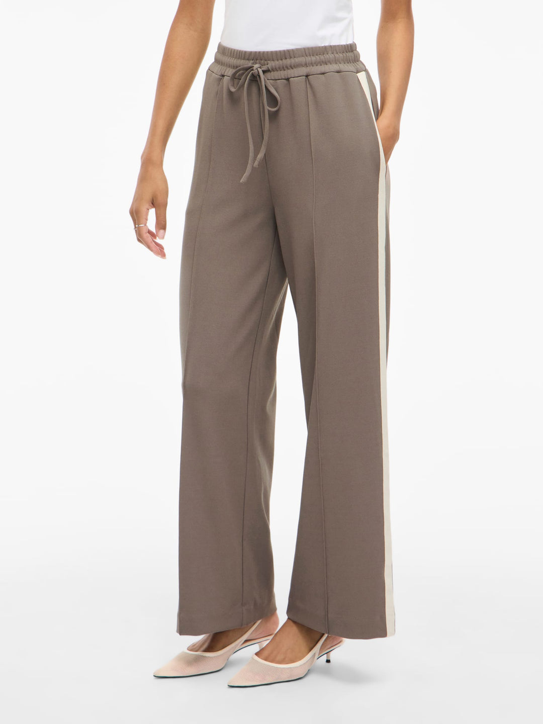 Vila Clua lange broek taupe – dames