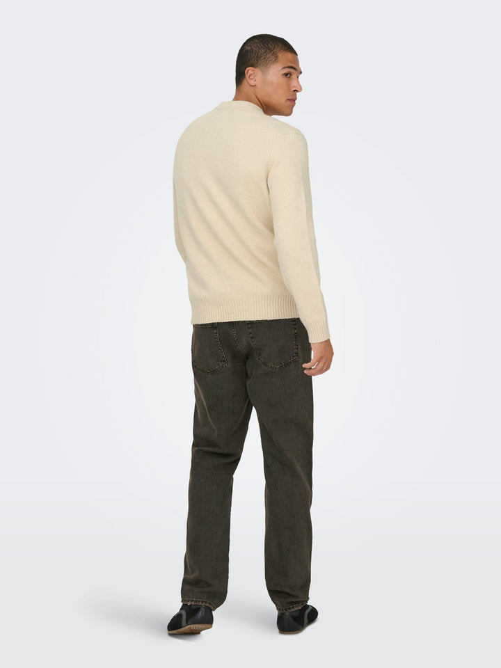 ONLY & SONS ONSJAMES RLX CREW KNIT NOOS – trui heren - Ecru