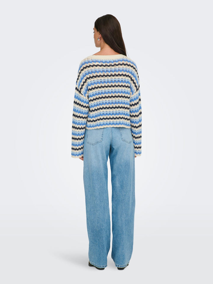 Only Asa trui dames blauw dessin – gebreide pullover