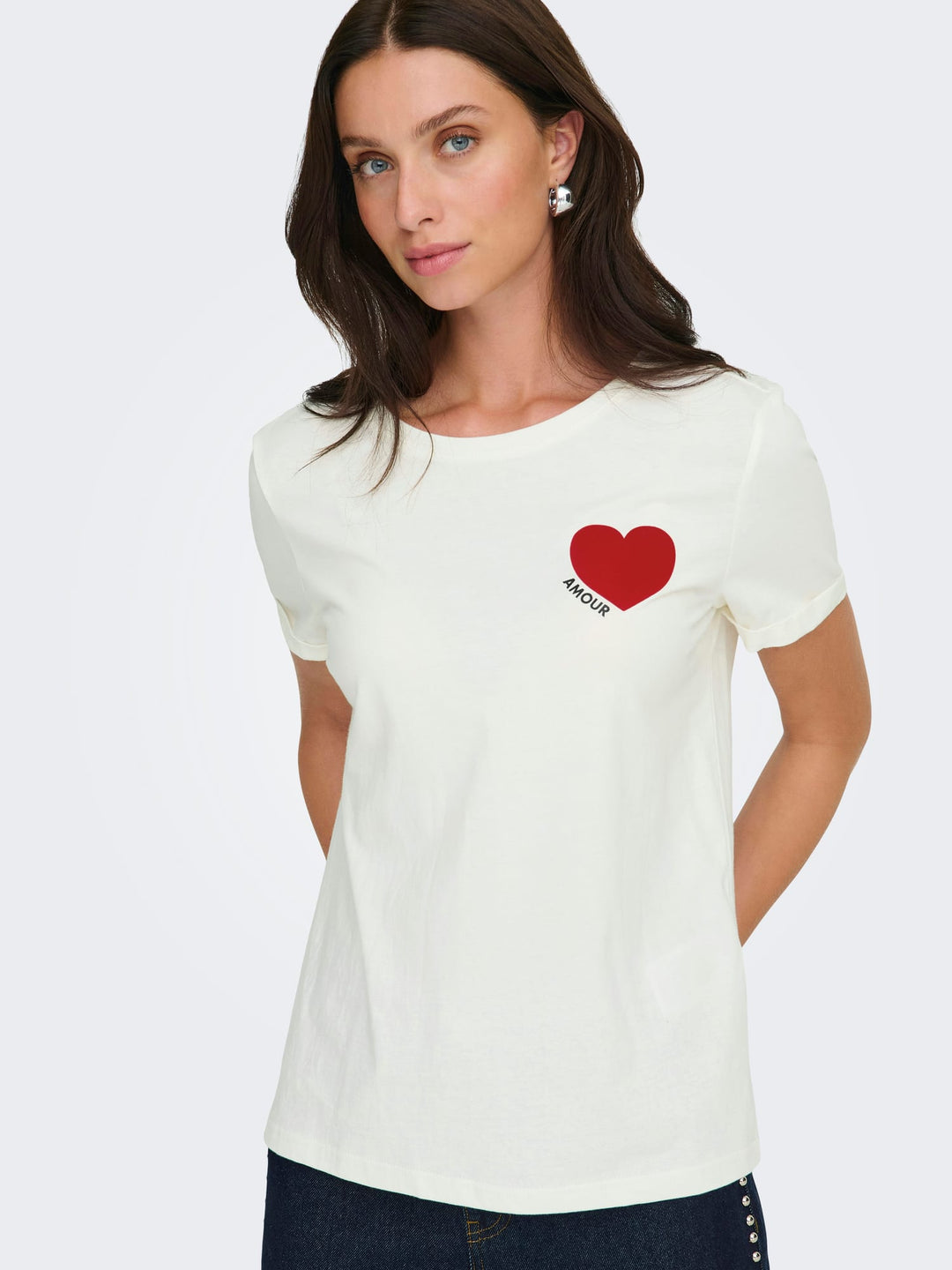 Only Vica T-shirt off-white – dames