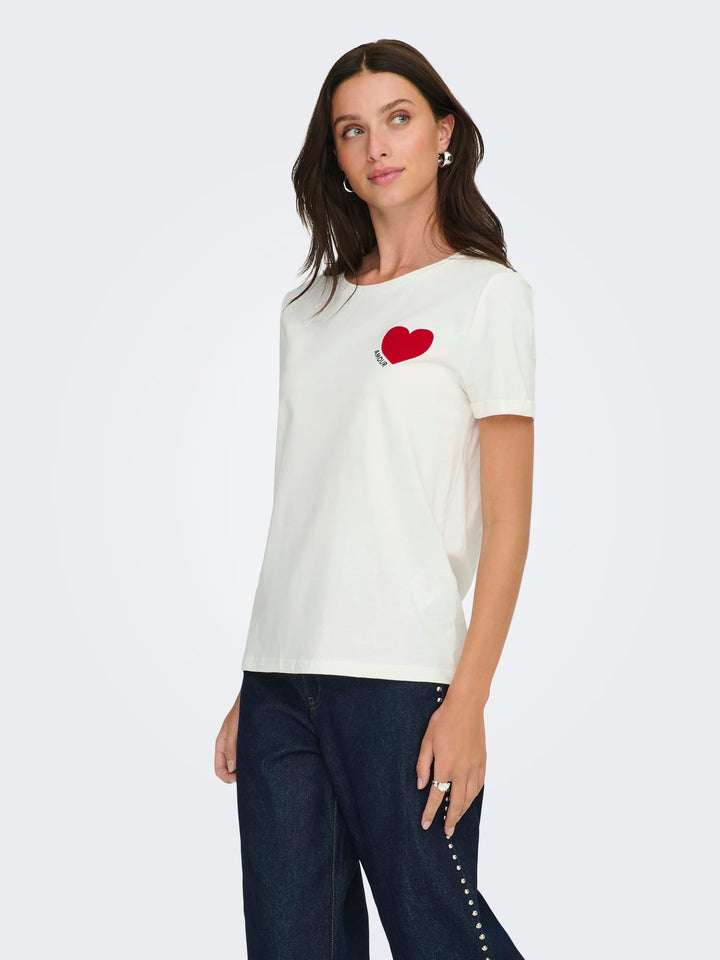 Only Vica T-shirt off-white – dames