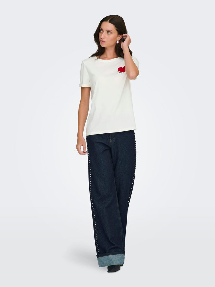 Only Vica T-shirt off-white – dames