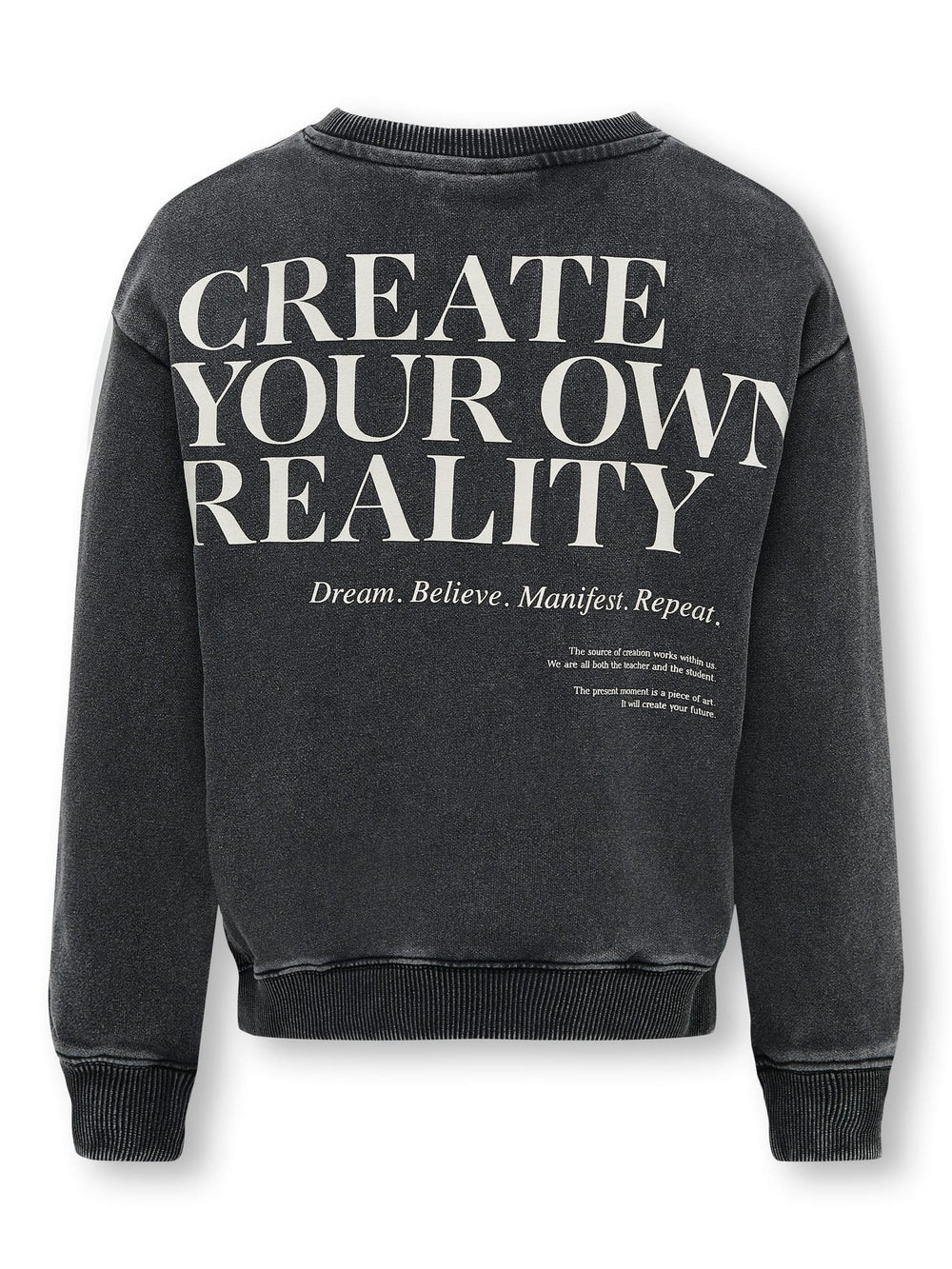 Kids Only KOGNELLY L/S O-NECK PRINT BOX SWT – meisjes sweater - Antraciet