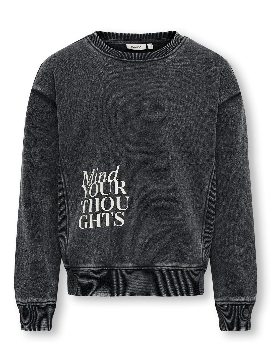 Kids Only KOGNELLY L/S O-NECK PRINT BOX SWT – meisjes sweater - Antraciet