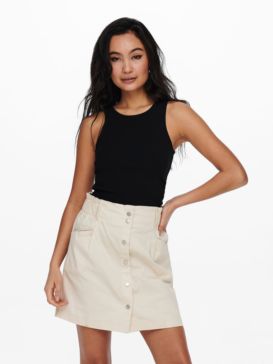 Only ONLKENYA RIB TANK TOP JRS zwart – dames singlet