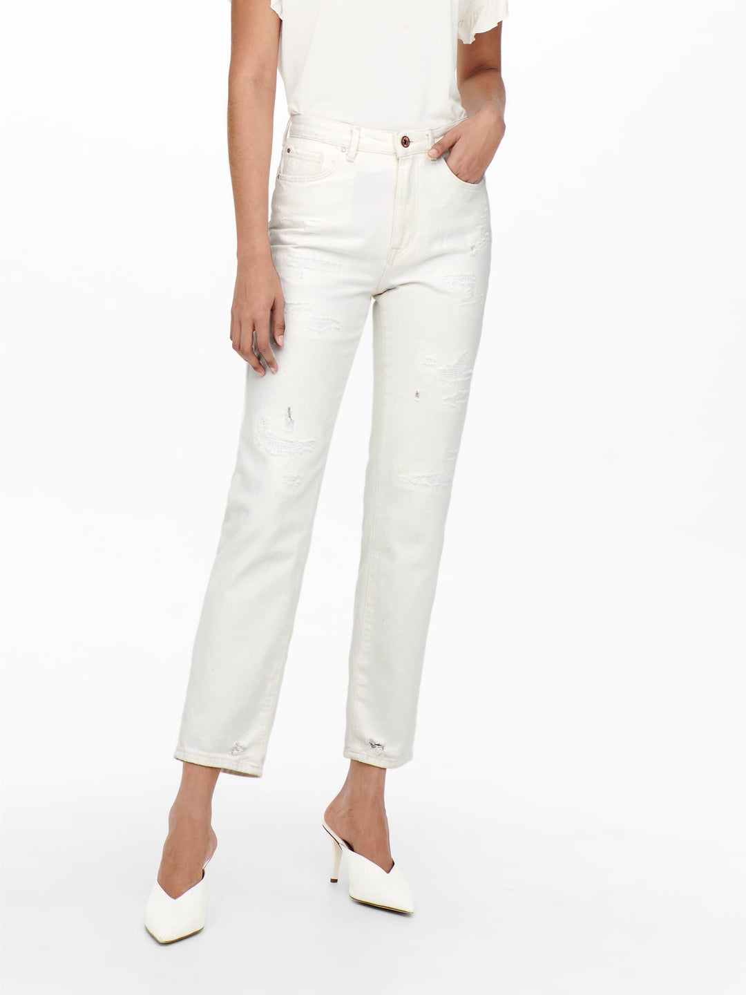 Only 15250099 Fine jeans ecru – dames regular-straight fit - L32