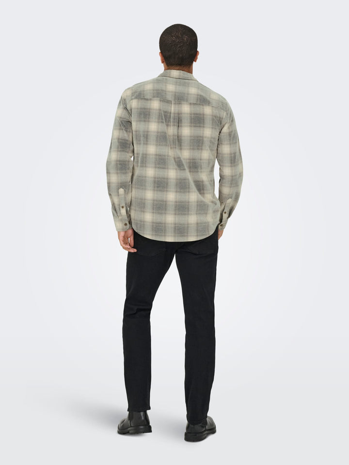 ONLY &amp; SONS 22035776 William overhemd l/m zand dessin – heren