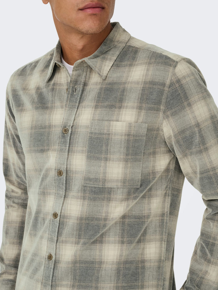 ONLY &amp; SONS 22035776 William overhemd l/m zand dessin – heren