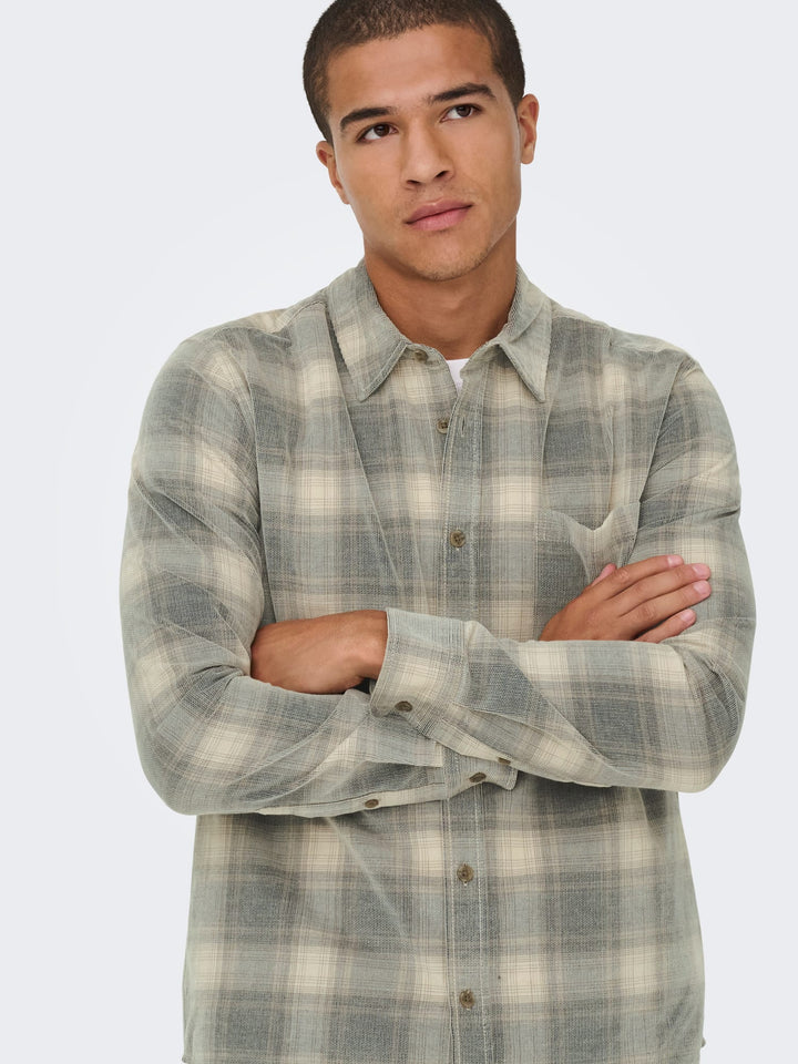 ONLY &amp; SONS 22035776 William overhemd l/m zand dessin – heren