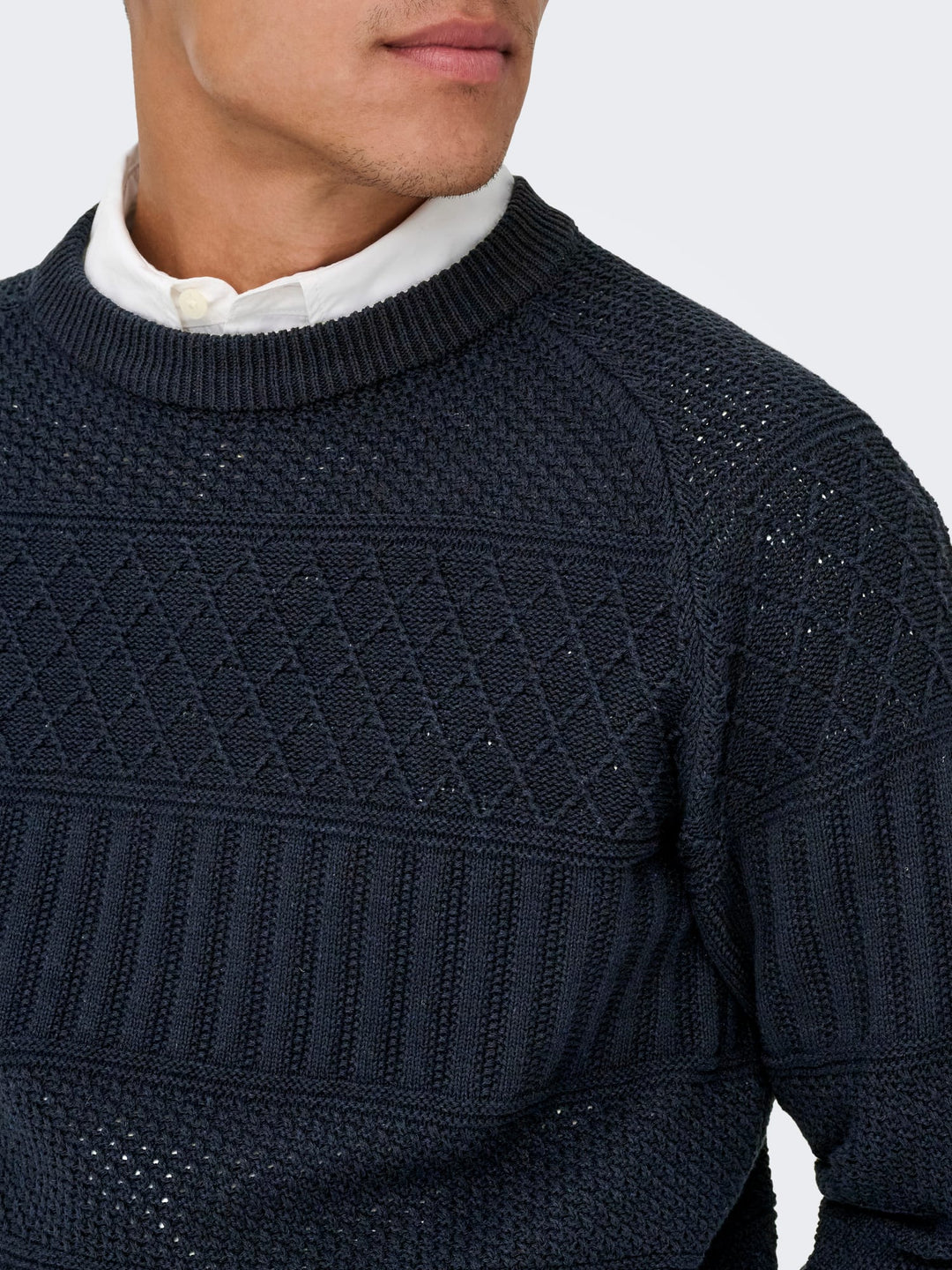 ONLY & SONS ONSALKAN REG CREW KNIT trui heren navy