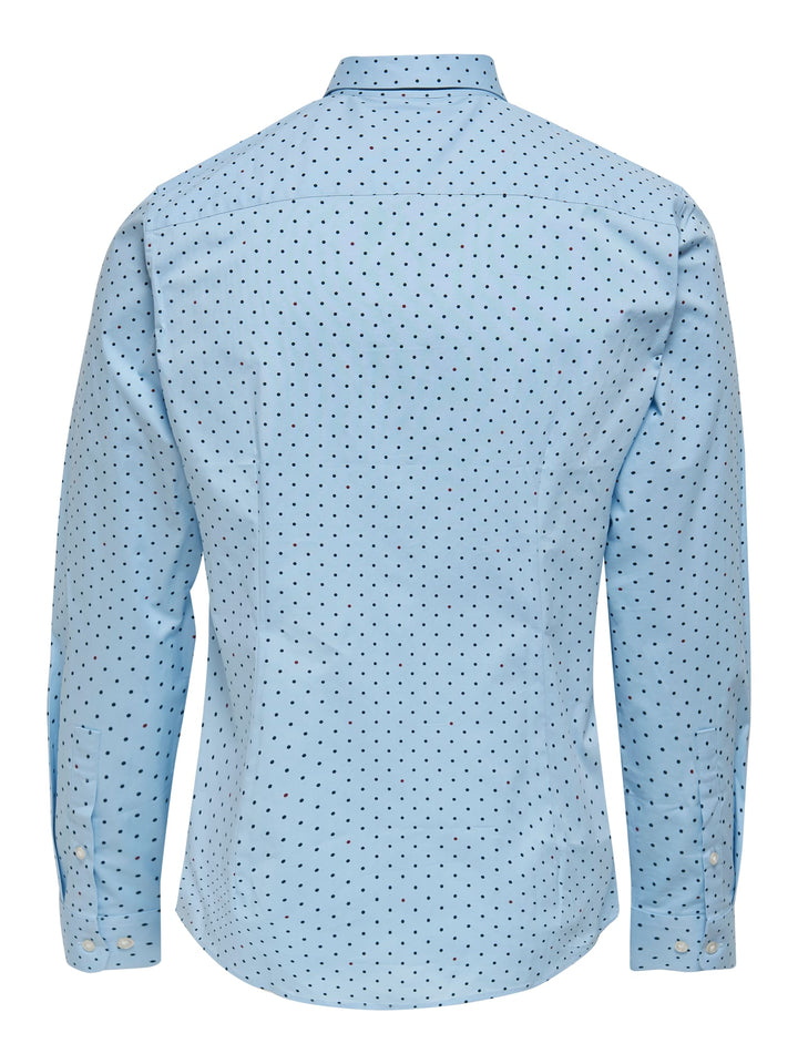 ONLY & SONS ONSBART LIFE LS ORGANIC DOT SHIRT – heren t-shirt - Lichtblauw