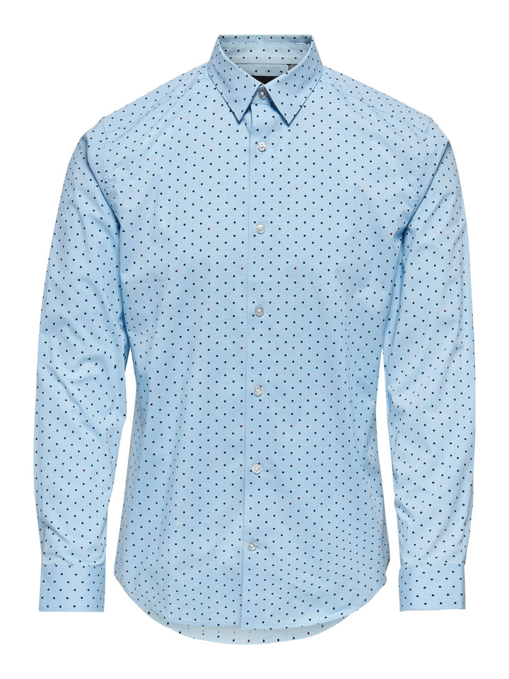 ONLY & SONS ONSBART LIFE LS ORGANIC DOT SHIRT – heren t-shirt - Lichtblauw
