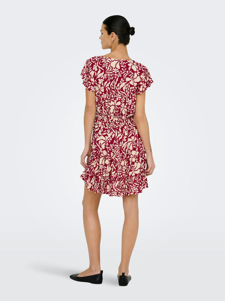 Only 15320419 Claudette jurk kort rood dessin – dames