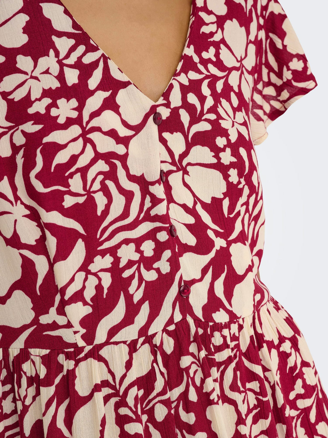 Only 15320419 Claudette jurk kort rood dessin – dames