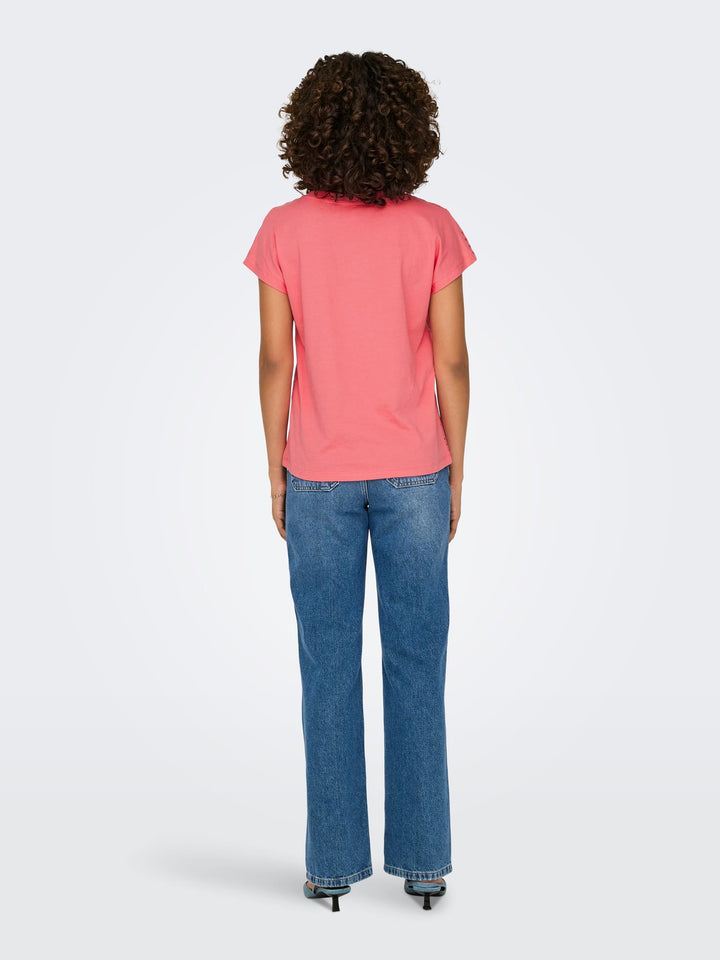 Only ONLLULU LIFE V-hals top koraal rood – dames